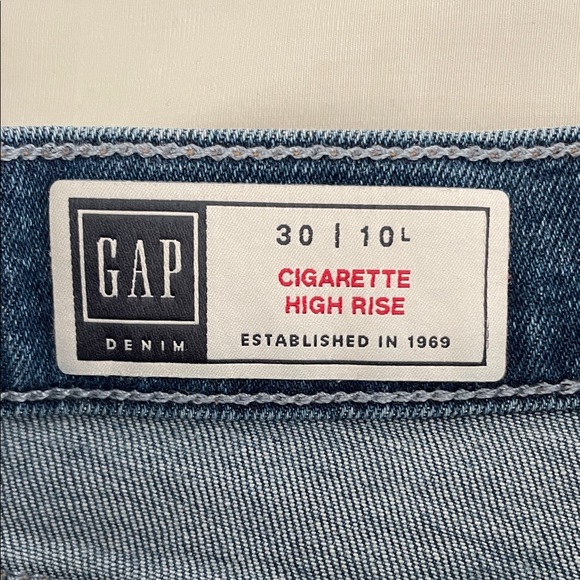 GAP Denim Cigarette High Rise Raw Hem Jeans in Dark Indigo Size 10L / 10 Long - Picture 13 of 14